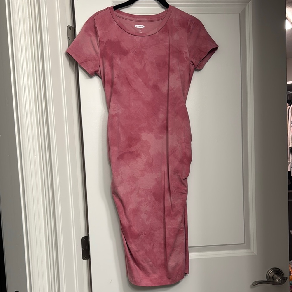 Women's Pink Tie-Dye Maternity Dress